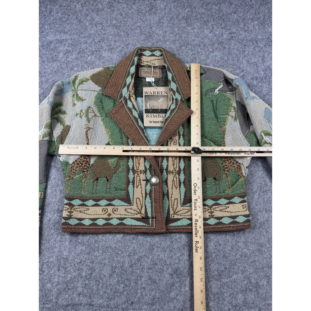 Warren Kimble Painted Pony Jacket Womens Medium Noah's Ark Tapestry USA 90's NEW